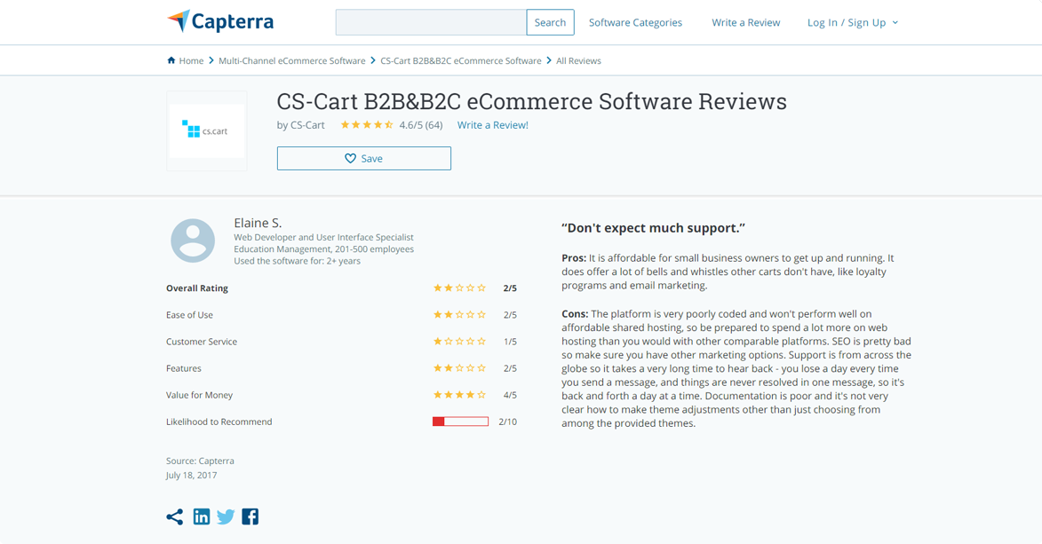 CsCart negative review